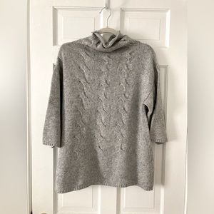J. Jill cable knit crop sleeve grey sweater M petite
